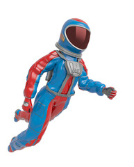 astronaut girl is floating on side view