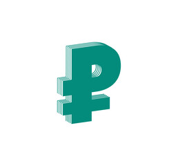 Modern logo of 3D rubles (russia) money signs. Money icon design in form of line stripes. logo, corporate identity, app, creative poster and more.