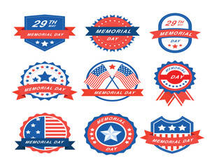 Memorial day label design usa flag