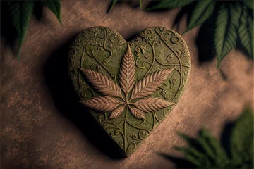 Fotobehang Cannabis Heart - AI Generated © Eric
