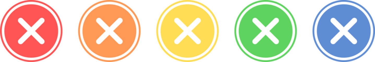 Fototapeta premium Cancel icon set. Error icon in various colors.