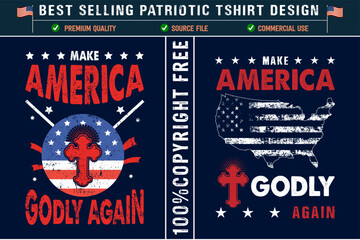 Make america godly again best christian t-shirt design with usa grunge flag usa patriotic t shirt design 2