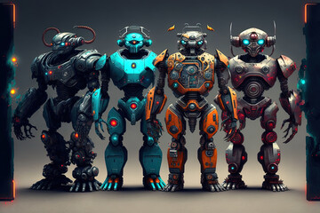 collection of realistic robot characters. Generative AI
