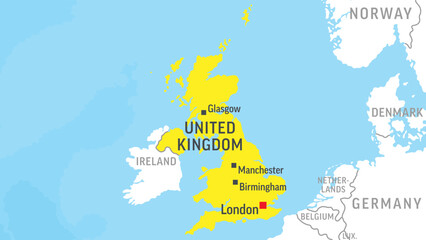 United Kingdom Map. Zoom on World Map. Vector Illustration