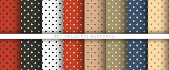 A set of seamless patterns for creative design. Original ornament for postcards, banners, posters, invitations, greetings and backgrounds