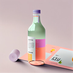 Fruity liquor and wine bottle, website design, menu design, pastel tones