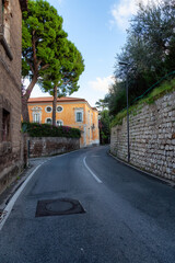 Streets in a touristic town, Sorrento, Italy. Cloudy Sunny Sky