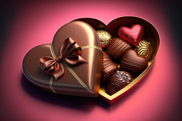 Digital illustration of heart-shaped chocolates in a nice bundle. Valentine's day scene
