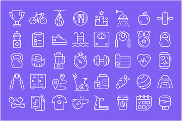 Fitness Icons set. Minimal thin line web icon set. Collection icons fitness, gym and health care. Outline icons collection