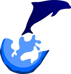 3d render of a symbol with a dolphin on white background. The illustrations and clipart. logo design. 