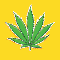 Cannabis leaf vector sticker 3D