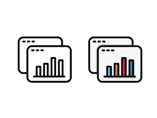 Business graphs icon Business infographics icon. Statistic and data vector for app web logo banner button icon - Vector