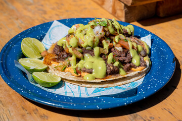 mexican shrimp and beef taco