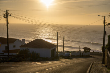 Magoito Beach, beautiful sandy beach on Sintra coast, Lisbon district, Portugal, part of...