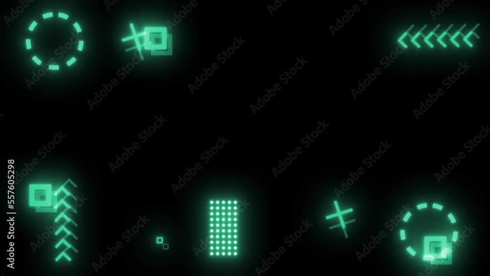 Poster geometric shapes loop animation over black background. geometric shapes design elements animation