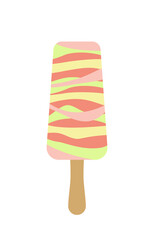 Ice lolly. Ice cream. Colorful stick. Cartoon, flat, vector