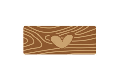 Wooden box. Brown wooden case with heart. Crate. Flat, cartoon, isolated