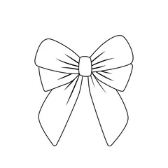 Big bow coloring page. Black and white bow. Vector