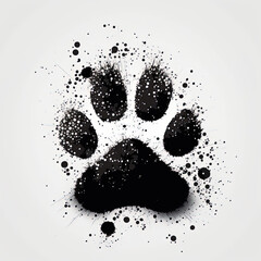 ink splat dog paw black and white,  AI assisted finalized in Photoshop by me 
 - obrazy, fototapety, plakaty