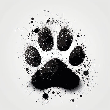 ink splat dog paw black and white,  AI assisted finalized in Photoshop by me 
