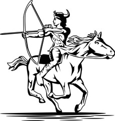 Indian Archery Horseback vector