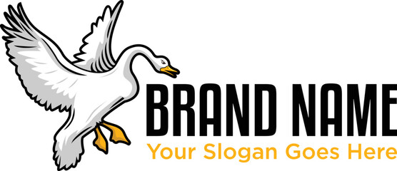 angry goose with flapping wings logo
