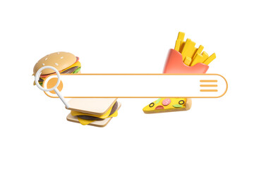 Web search field with burger and snacks, mockup copy spae
