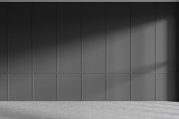 Plakat Dark empty room interior with empty grey wall, concrete floor