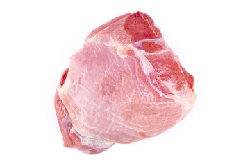 Raw pork ham, pork leg, isolated on white background.