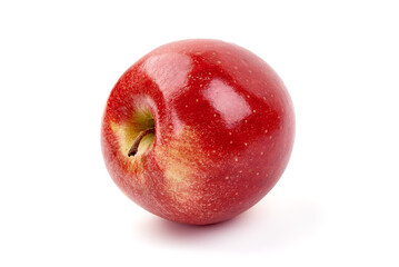 Shiny Red ripe apples, isolated on white background. Fresh raw organic fruits.