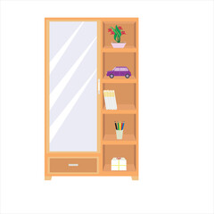 wooden cabinets designed for clothes or bookshelves