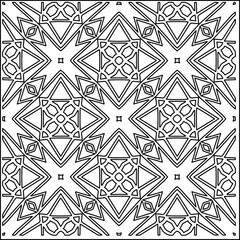 Stylish texture with figures from lines.
Abstract geometric black and white pattern for web page, textures, card, poster, fabric, textile. Monochrome graphic repeating design. 