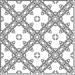 Stylish texture with figures from lines.
Abstract geometric black and white pattern for web page, textures, card, poster, fabric, textile. Monochrome graphic repeating design. 