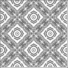 Stylish texture with figures from lines.
Abstract geometric black and white pattern for web page, textures, card, poster, fabric, textile. Monochrome graphic repeating design. 