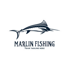 Marlin fish logo logo design template illustration . Sport fishing Logo