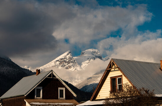 View of the Three Sisters mountain range, taken from Fernie town in British Columbia, Canada.