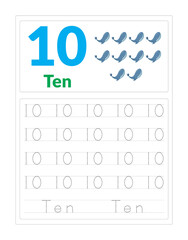 123 Number Tracing for Kids Number 10