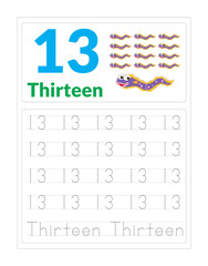 123 Number Tracing for Kids Number 13
