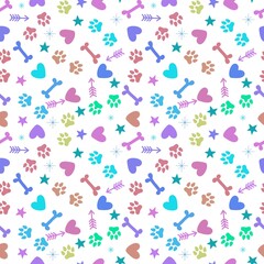Animals cartoon seamless dog and cat footprints pattern for wrapping paper and fabrics and linens and kids
