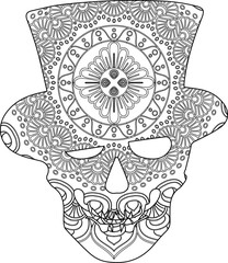 Wicked skull mandala coloring page