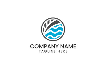 irrigation and bridge logo with river, road and bridge water display suitable for construction companies, construction services