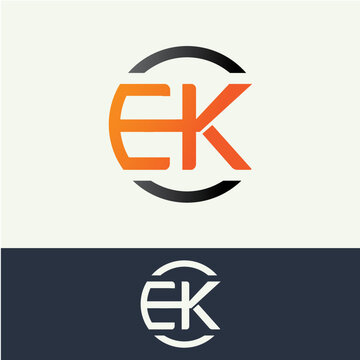 EK Elegent  Logo Monogram With Icon And Vector File .eps, Ai , Letters  Ek Joint Logo, Ek Round Font Logo