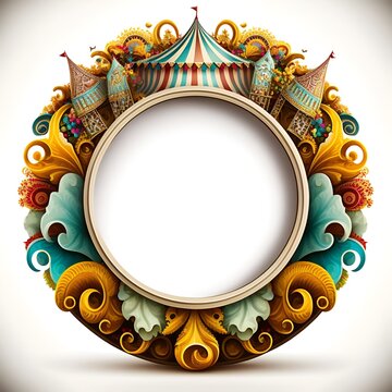 illustration of a nice round frame, with a circus theme