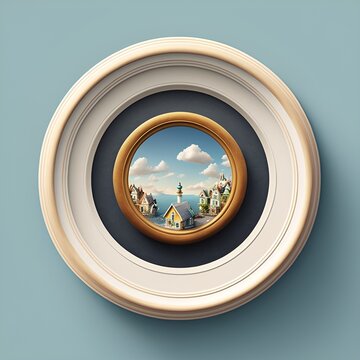 illustration of a beautiful round frame. with landscape theme