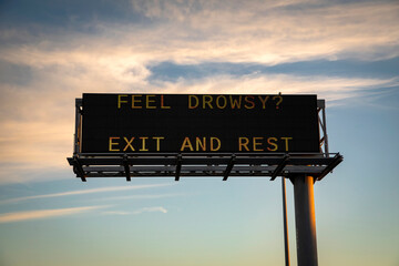 Digital traffic sign warning of driving while sleepy