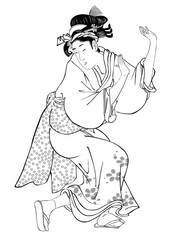 浮世絵　踊る女性　その1	
