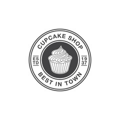 Cupcake Logo Vector Bakery Illustration, Pastry Design Inspiration, cake logo, vector illustration graphic doodle line art style drawing