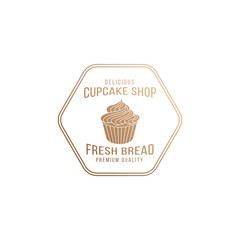 Cupcake Logo Vector Bakery Illustration, Pastry Design Inspiration, cake logo, vector illustration graphic doodle line art style drawing