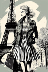 Paris inspired fashion illustration, AI assisted finalized in Photoshop by me 
