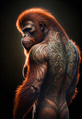 art monkey with tattoo